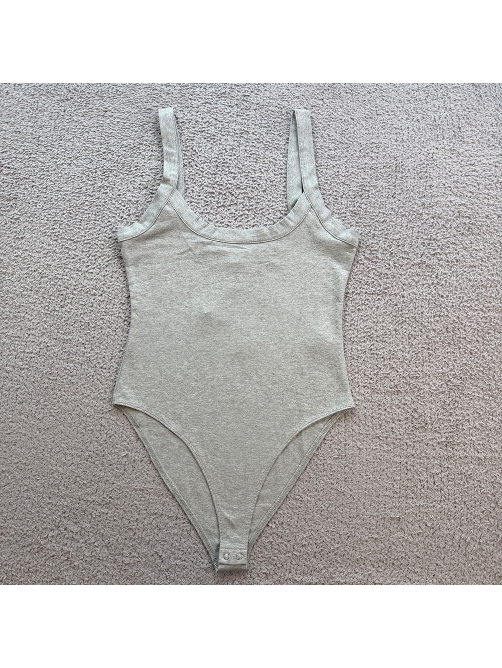 NWT Forever 21 Bodysuit L Womens Grey Knit Sleeveless Contour Sculpt Scoop Neck